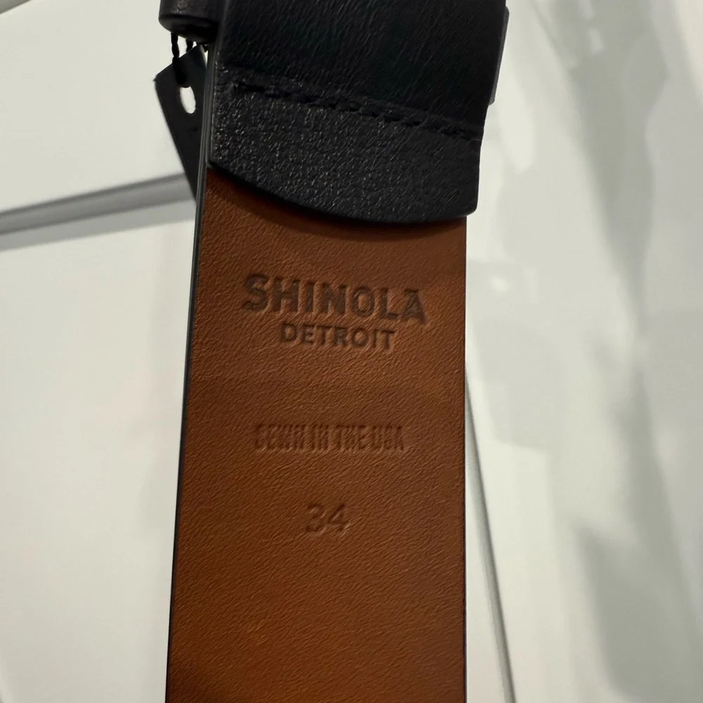 Shinola NWT lightning bolt keeper belt size 34